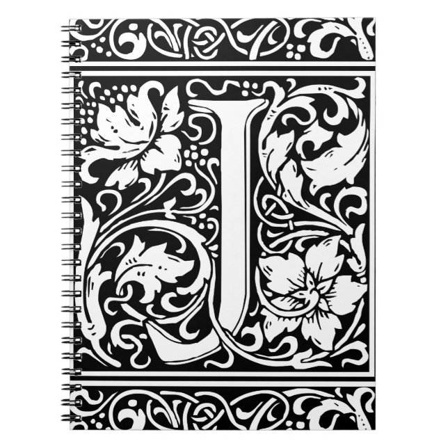 Letter J Mediaeval Monogram Art Nouveau Notebook (Front)