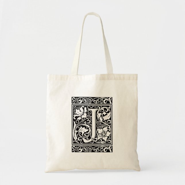 Letter J Mediaeval Monogram Art Nouveau Tote Bag (Front)