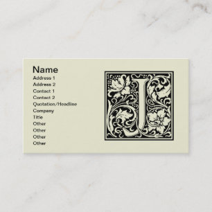 Letter J Mediaeval Monogram Vintage Initial Business Card