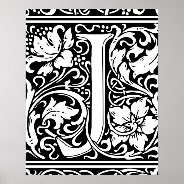 Letter J Mediaeval Monogram Vintage Initial Poster (Front)
