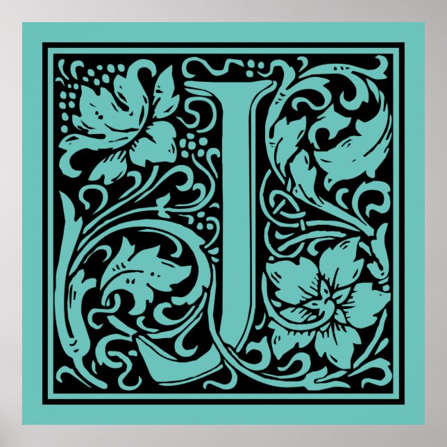 Letter J Mediaeval Monogram Vintage Initial Poster (Front)