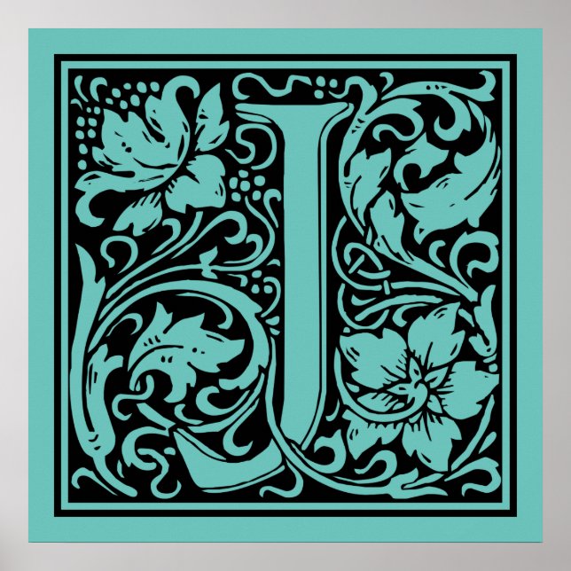 Letter J Medieval Monogram Art Nouveau Poster (Front)