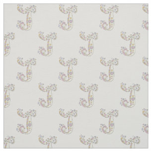 Letter J monogram decorative text custom fabric