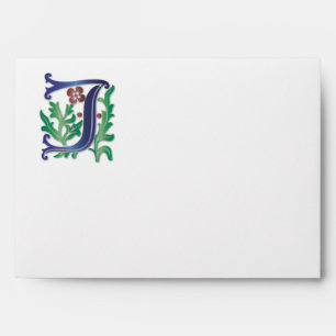 Letter J Monogram Fleur de lis Envelope