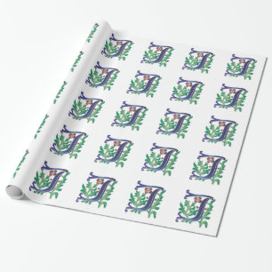 Letter J Monogram Fleur de lis Wrapping Paper