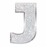 Letter J Photo Sculpture Decoration<br><div class="desc">Letter J silver faux glitter ornament</div>