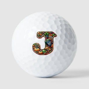 Letter J Thanksgiving style gift  Golf Balls