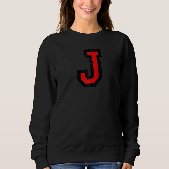 Letter J (Vintage Blackred) Raglan Sweatshirt (Front)