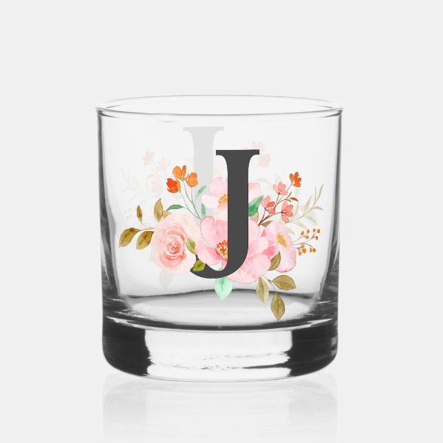 Letter J Whiskey Glass (Front)