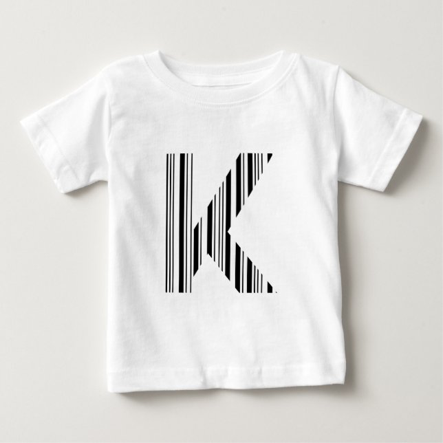 LETTER K BAR CODE First Initial Barcode Pattern Baby T-Shirt (Front)