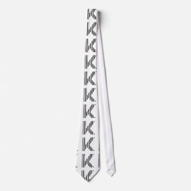 LETTER K BAR CODE First Initial Barcode Pattern Tie (Front)