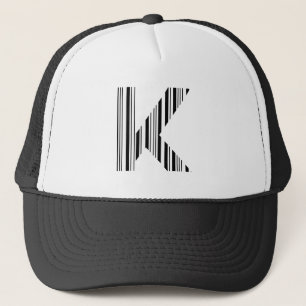 LETTER K BAR CODE First Initial Barcode Pattern Trucker Hat