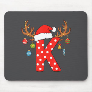 Letter K Christmas Monogram Alphabet Initial Ornam Mouse Pad