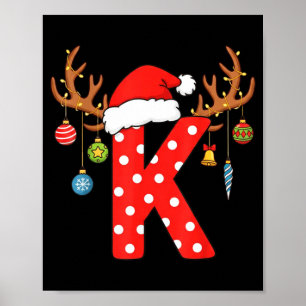 Letter K Christmas Monogram Alphabet Initial Ornam Poster