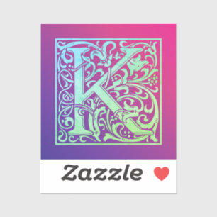 Letter K  Colourful Vintage First Letter Gradient