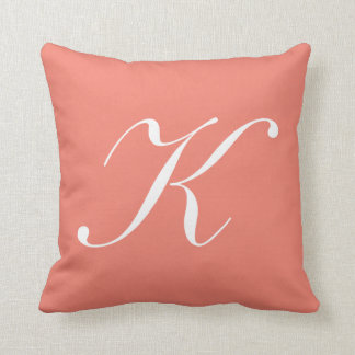 Letter K Coral Monogram Pillow