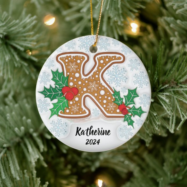 Letter K Custom Name Christmas Ceramic Tree Decoration (Tree)