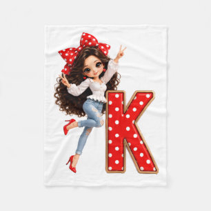 Letter K Fashion Doll Fleece Blanket