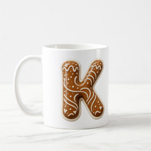 Letter K Gingerbread Christmas Monogram Coffee Mug