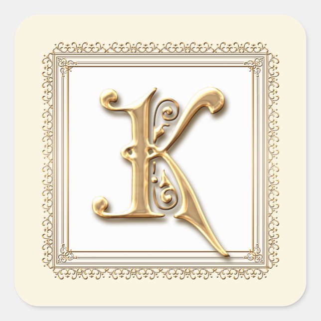 Letter K - Gold & Lace Classic Formal Wedding Seal (Front)