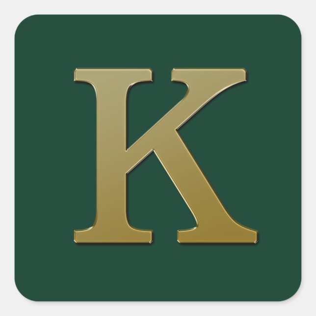 Letter K Gold Square Sticker (Front)
