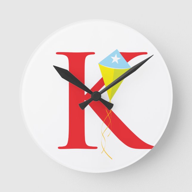 Letter K Initial Clock (Front)