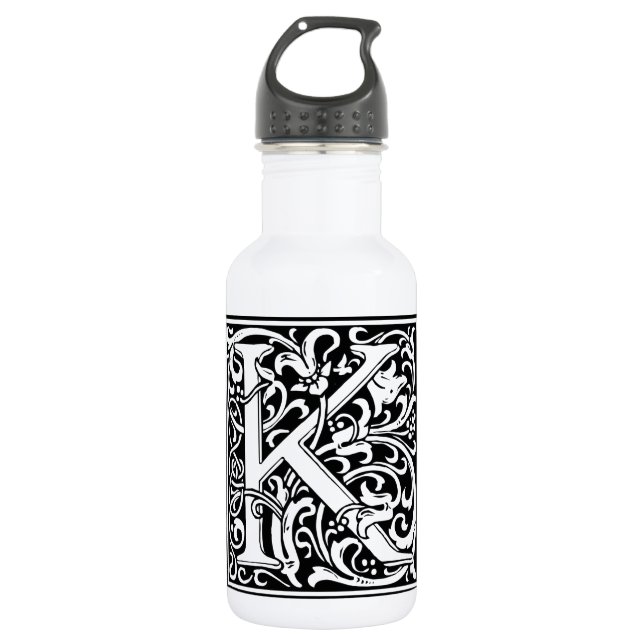 Letter K Mediaeval Monogram Art Nouveau 532 Ml Water Bottle (Front)