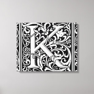 Letter K Mediaeval Monogram Art Nouveau Canvas Print