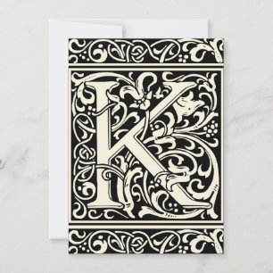 Letter K Mediaeval Monogram Art Nouveau Invitation