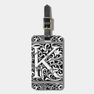 Letter K Mediaeval Monogram Art Nouveau Luggage Tag