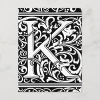 Letter K Mediaeval Monogram Art Nouveau