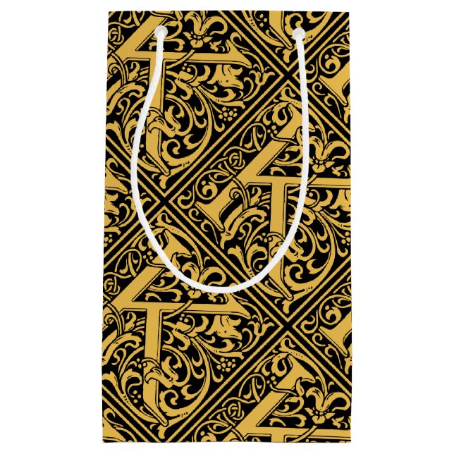 Letter K Mediaeval Monogram Art Nouveau Small Gift Bag (Front)