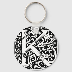 Letter K Mediaeval Monogram Vintage Initial Key Ring