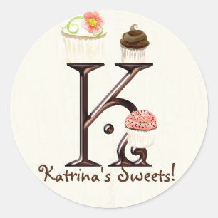 Letter K Monogram Cupcake Logo Business Stickers
