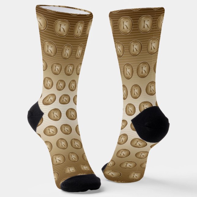 "Letter K" Monogram Socks (Angled)