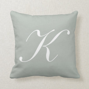 Letter K Silver Grey Monogram Pillow