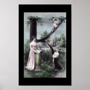 LETTER K - Vintage Monogram Alphabet Postcard Art Poster