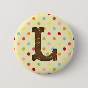 Letter L 6 Cm Round Badge