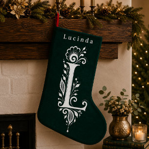 Letter L Botanical Monogram Personalised Stocking