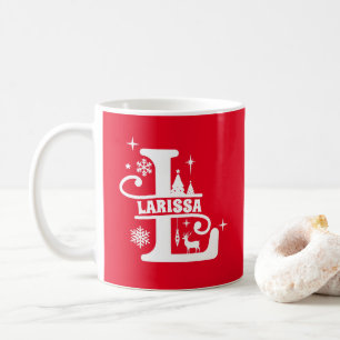 Letter L Christmas Monogram Initial Name Red Coffee Mug