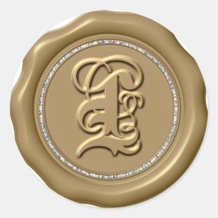 *~* Letter L Diamond Circle GOLD Wax Seal Stickers