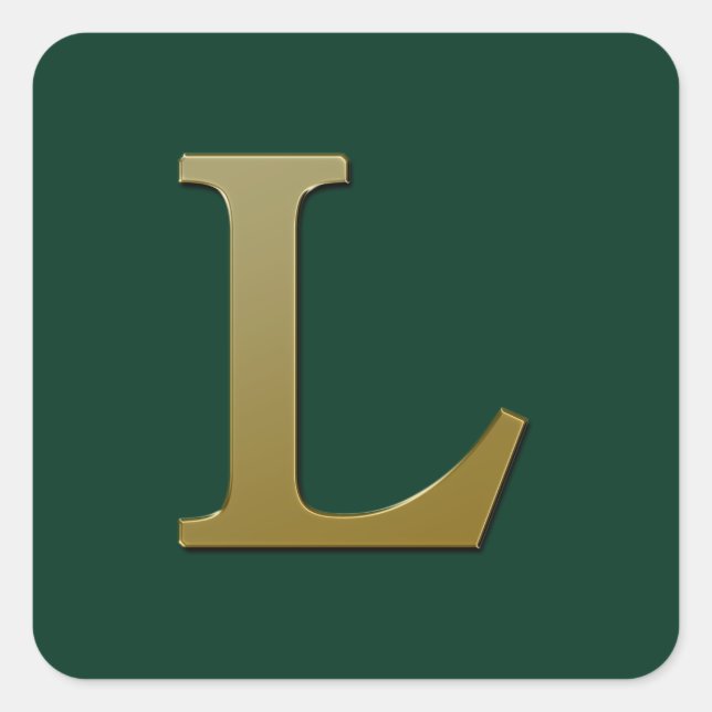 Letter L Gold Square Sticker (Front)