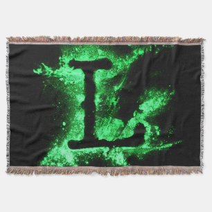 Letter L Green Capital Alphabet Throw Blanket