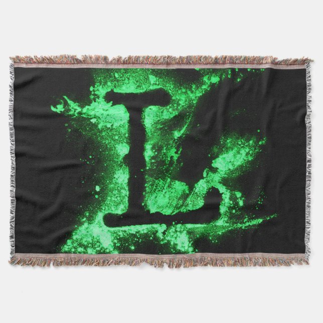 Letter L Green Capital Alphabet Throw Blanket (Front)