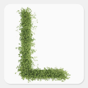 Letter 'L' in cress on white background, Square Sticker
