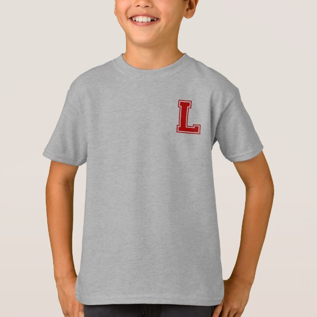 Letter L - Initial Name Alphabet Monogram T-Shirt (Front)
