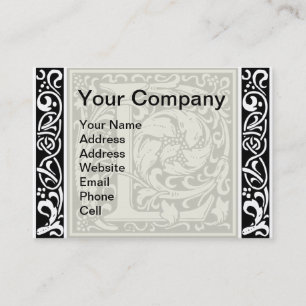 Letter L Mediaeval Monogram Art Nouveau Business Card