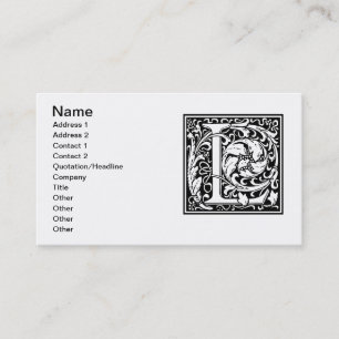 Letter L Mediaeval Monogram Art Nouveau Business Card