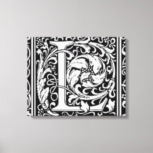 Letter L Mediaeval Monogram Art Nouveau Canvas Print