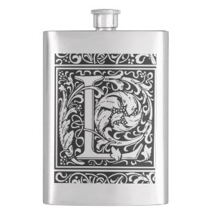 Letter L Mediaeval Monogram Art Nouveau Hip Flask
